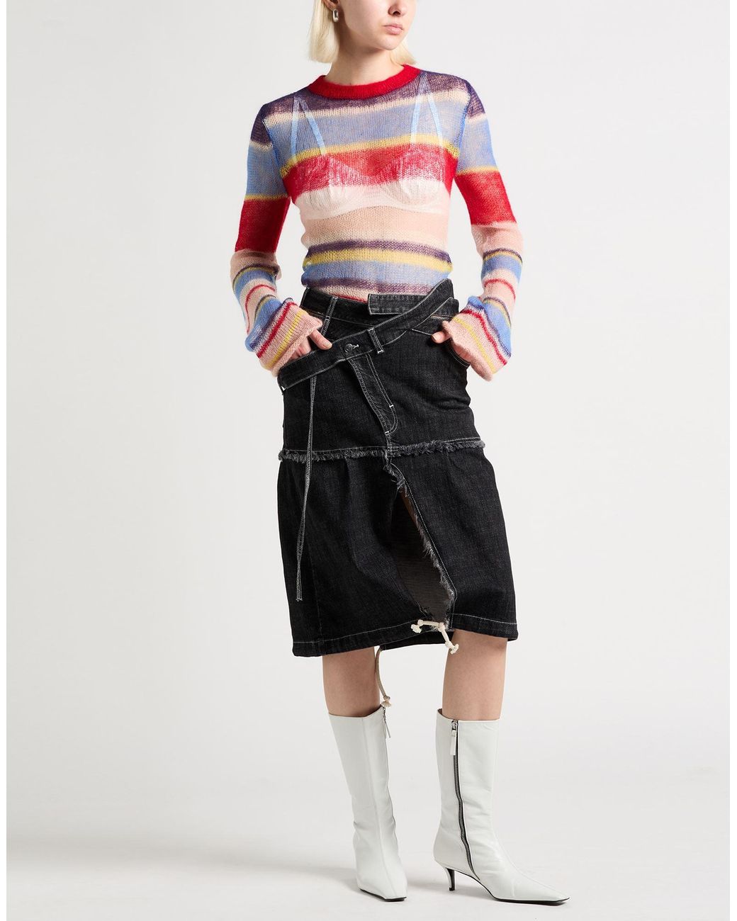 OTTOLINGER Gray Charcoal Denim Skirt Cotton, Elastane