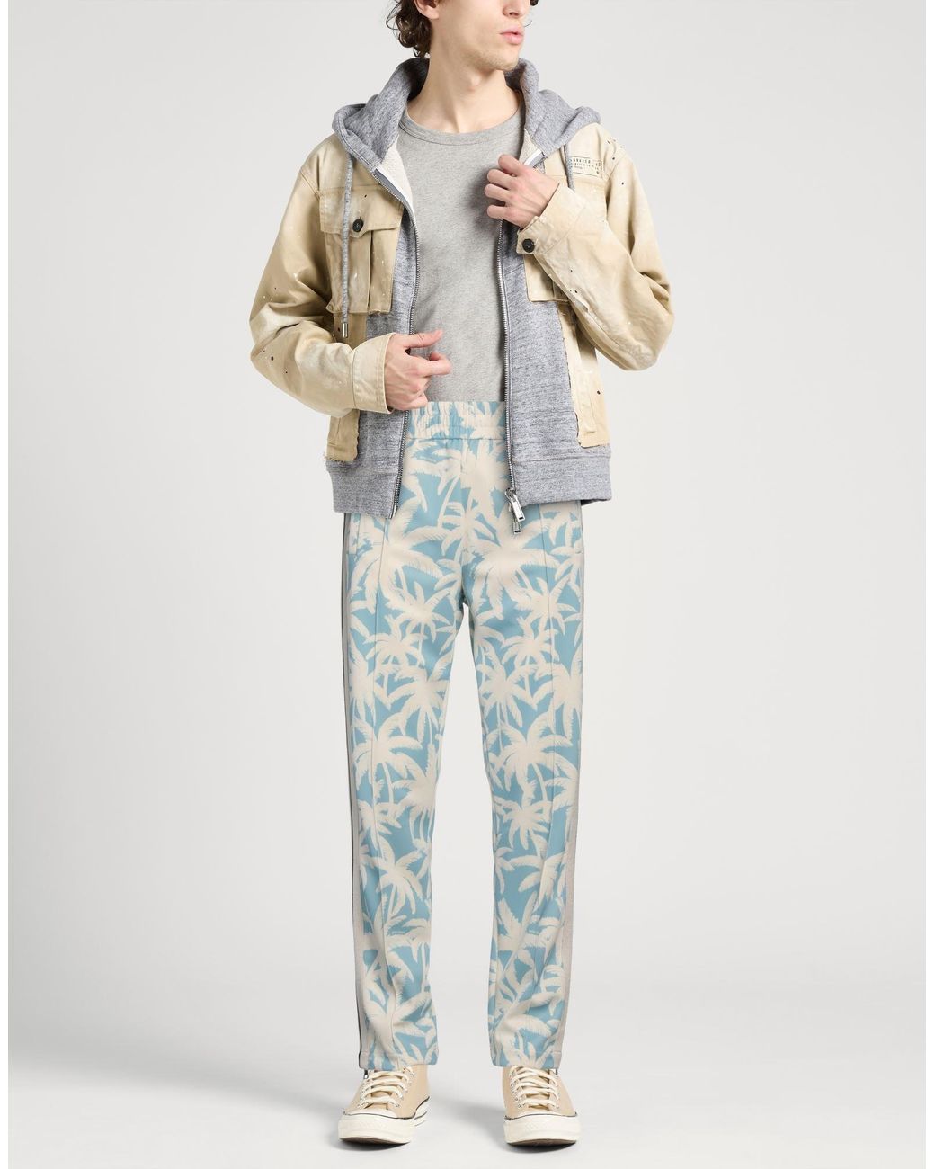 Palm Angels Blue Pants Polyester for men