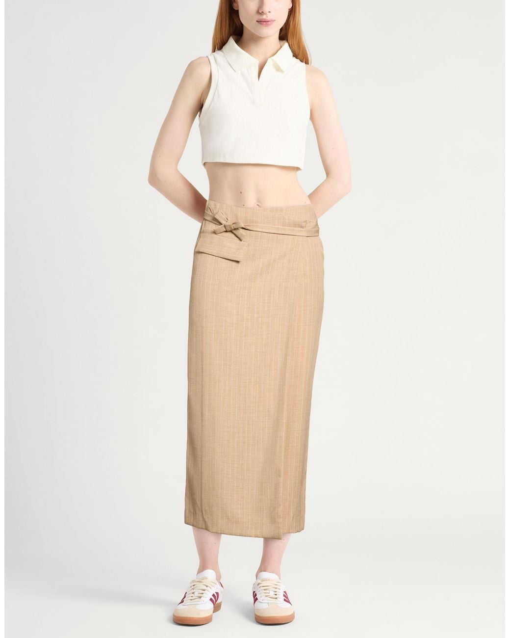 Gaelle Paris Natural Midi Skirt