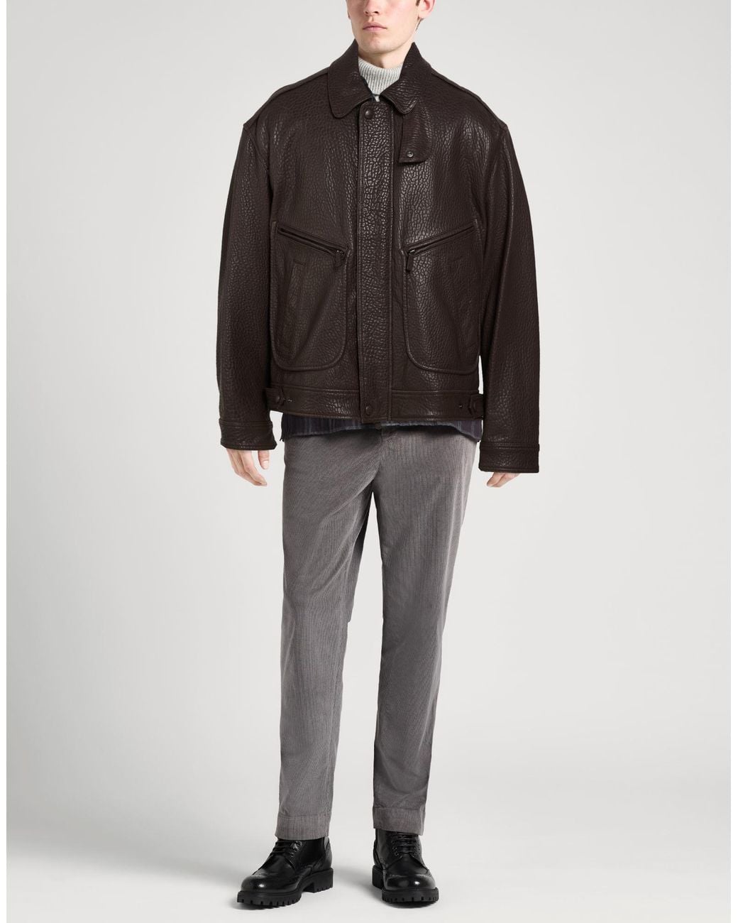 Emporio Armani Brown Jacket Lambskin for men