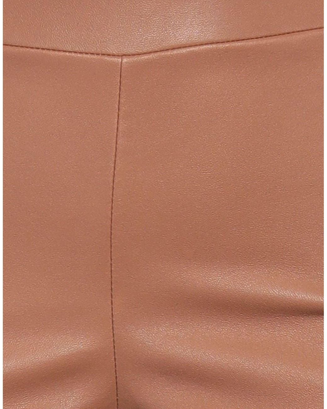 Theory Brown Pants Lambskin, Cotton, Elastane