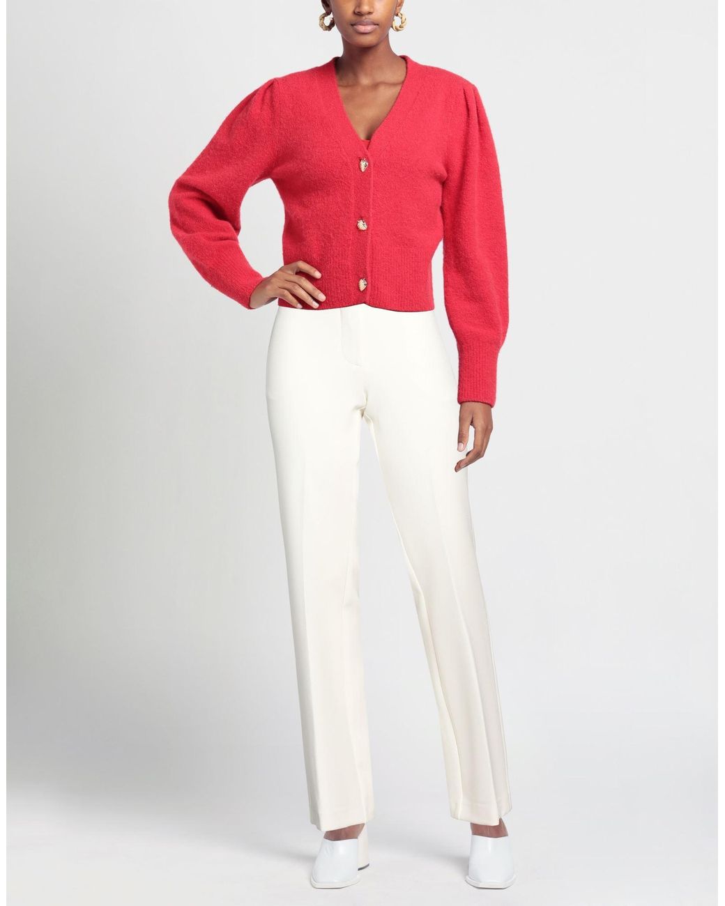 Semicouture White Ivory Pants Polyester, Elastane