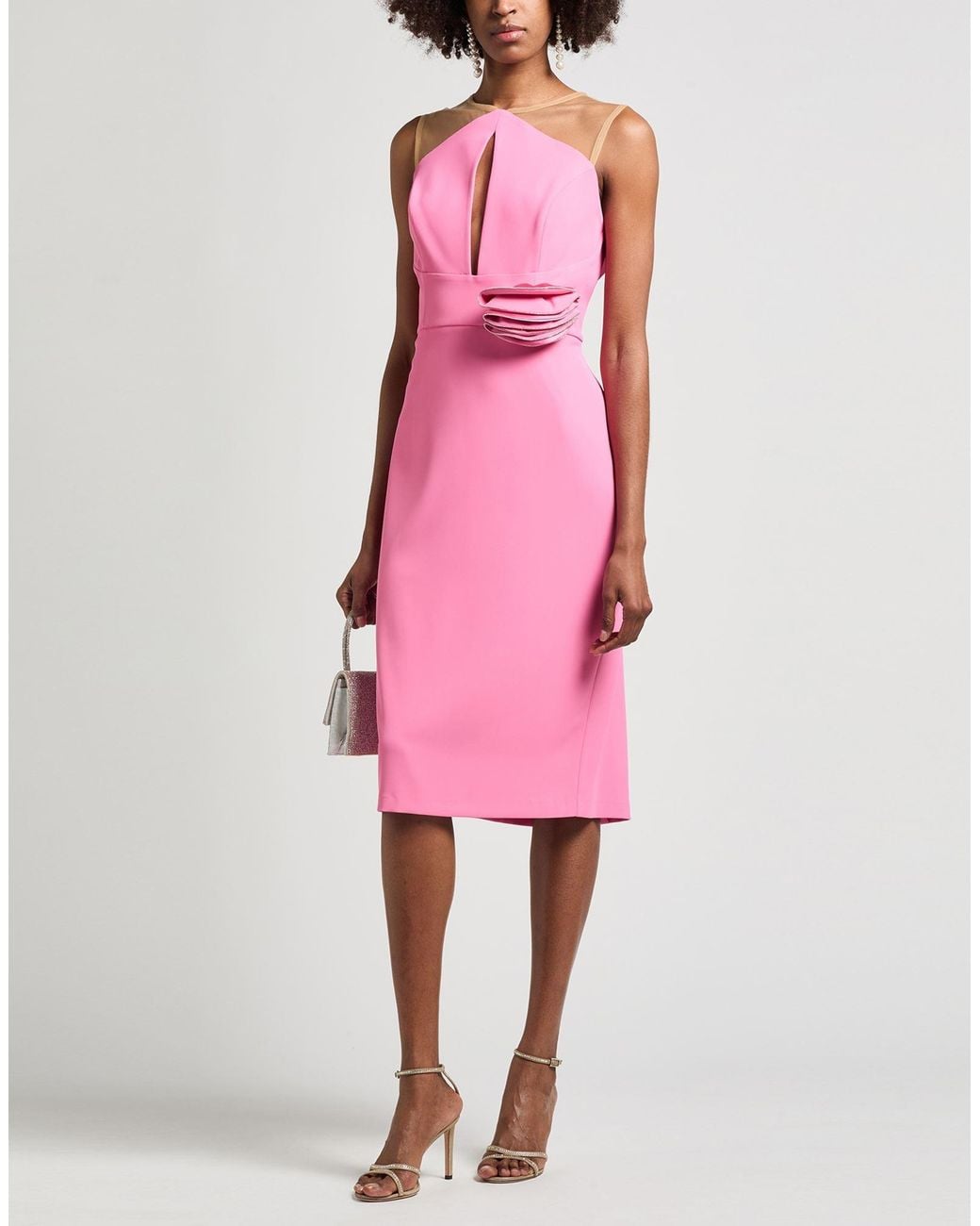 Camilla Pink Fuchsia Midi Dress Polyester