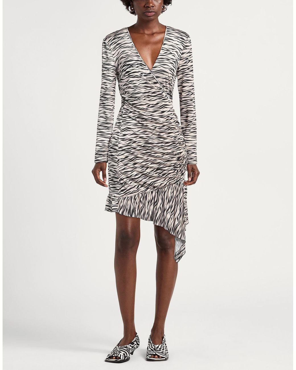 Patrizia Pepe White Ivory Midi Dress Polyester, Elastane