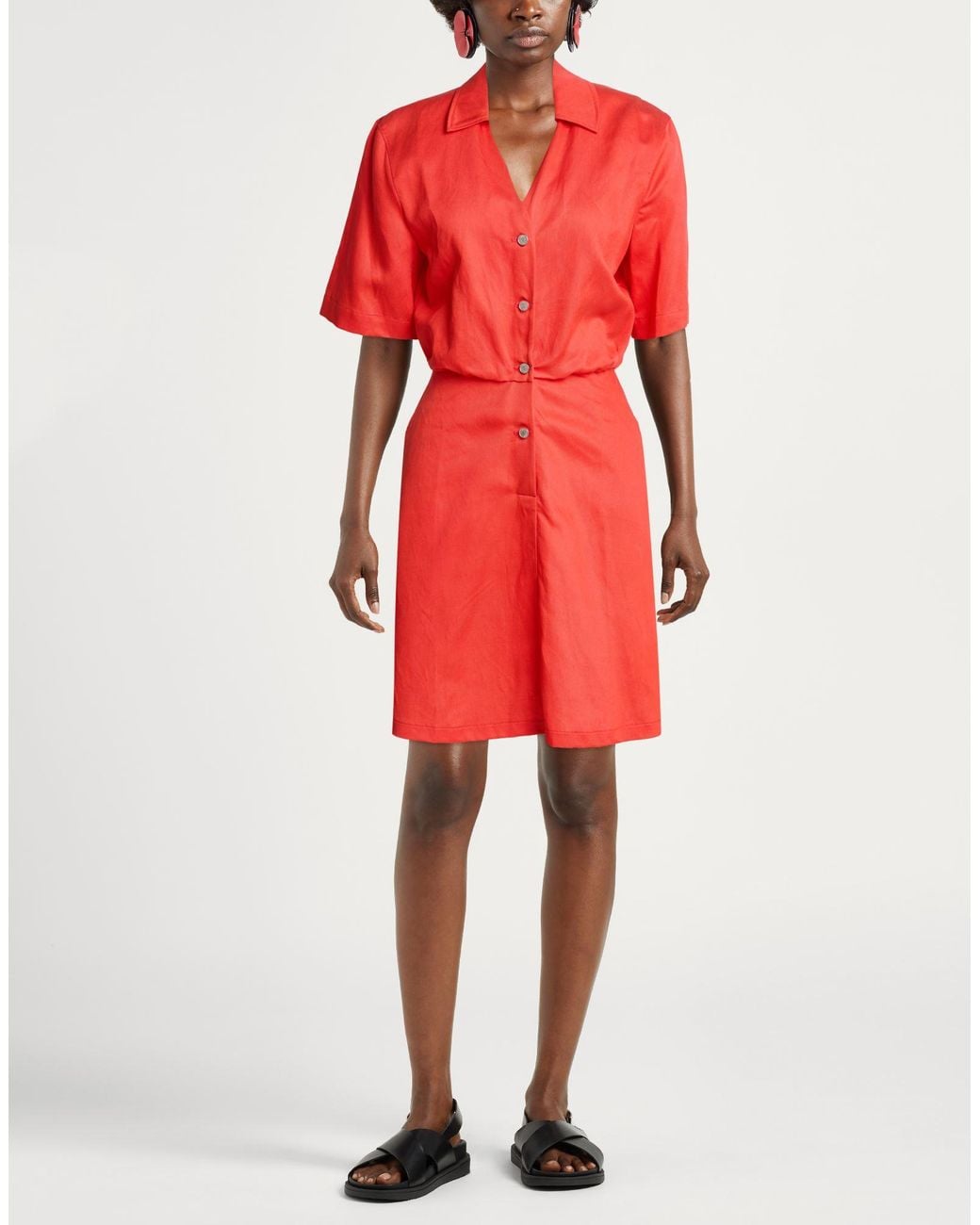 Moschino Red Mini Dress Lyocell, Linen, Cotton
