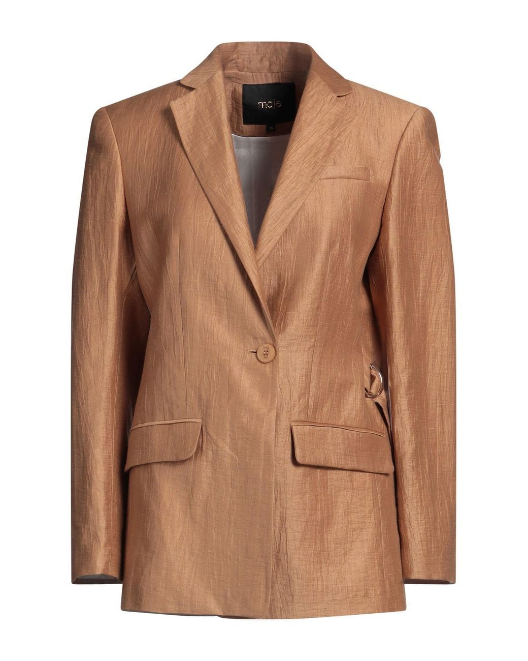 Maje Brown Camel Blazer Linen, Polyamide