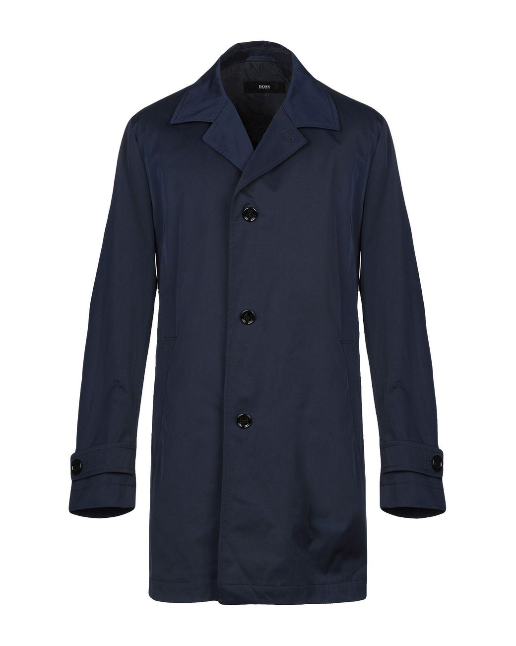 BOSS Synthetic Overcoat in Dark Blue (Blue) for Men - Lyst