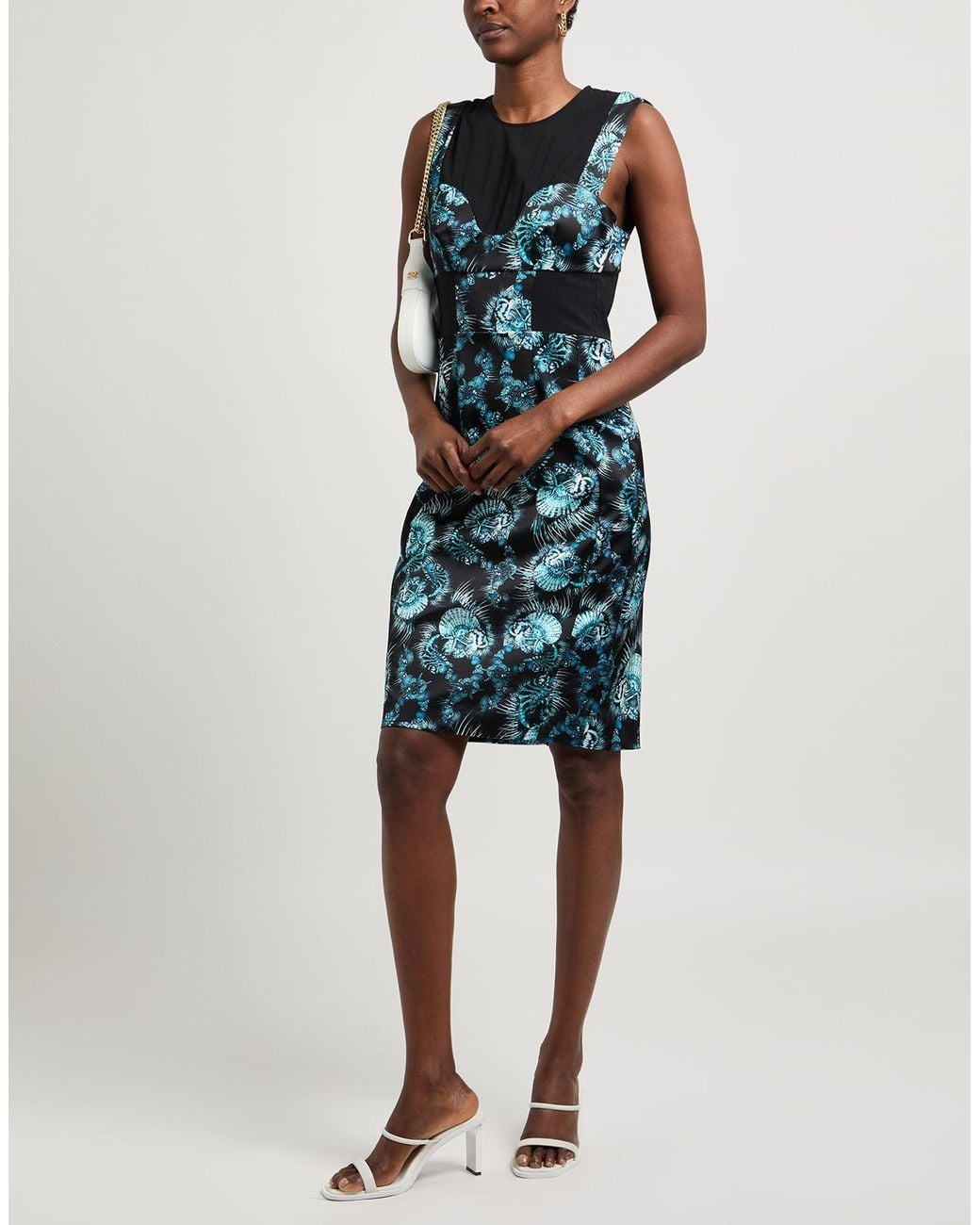 Just Cavalli Blue Midi Dress Polyester, Elastane