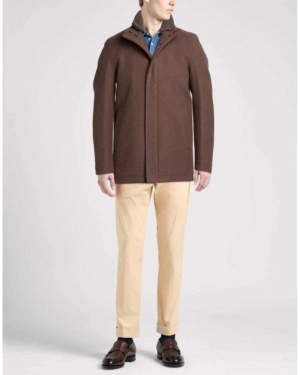 Herno Brown Coat Wool, Polyamide for men