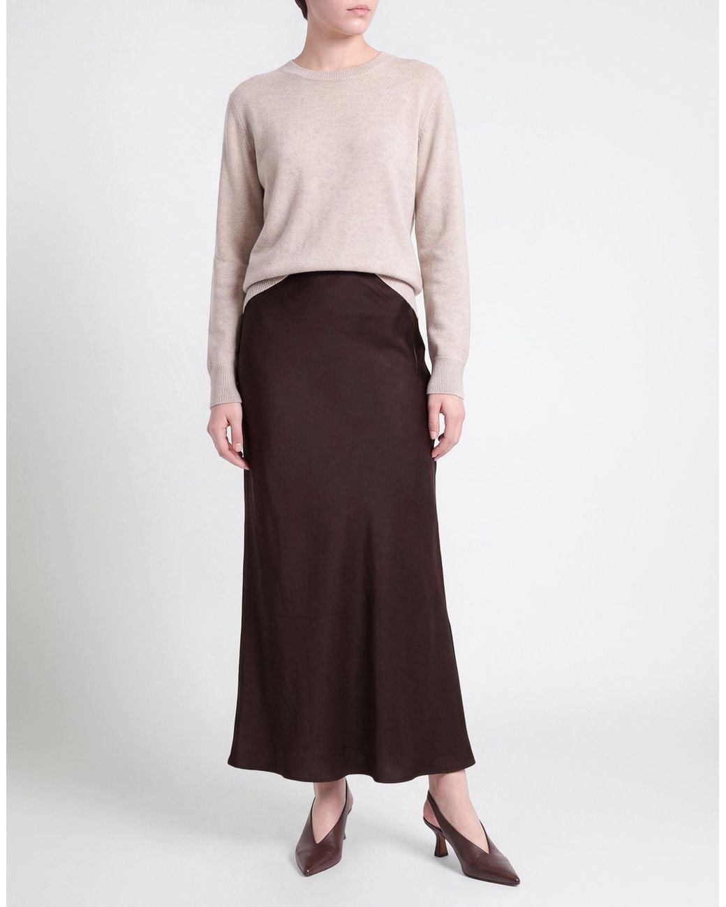 Norma Kamali Brown Chocolate Maxi Skirt Polyester