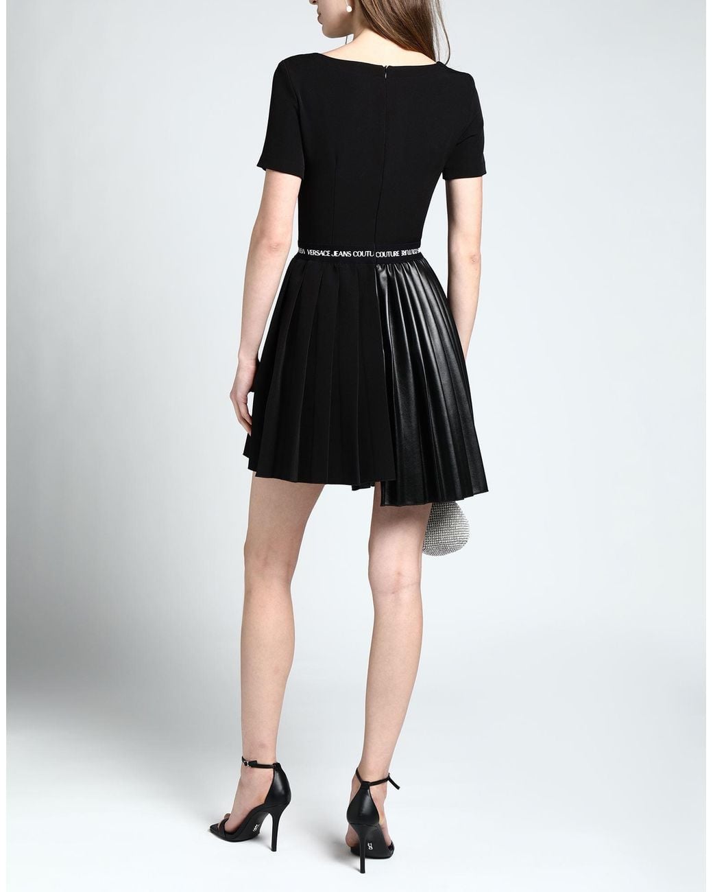 Versace Jeans Couture Black Mini Dress Polyester, Elastane, Polyurethane