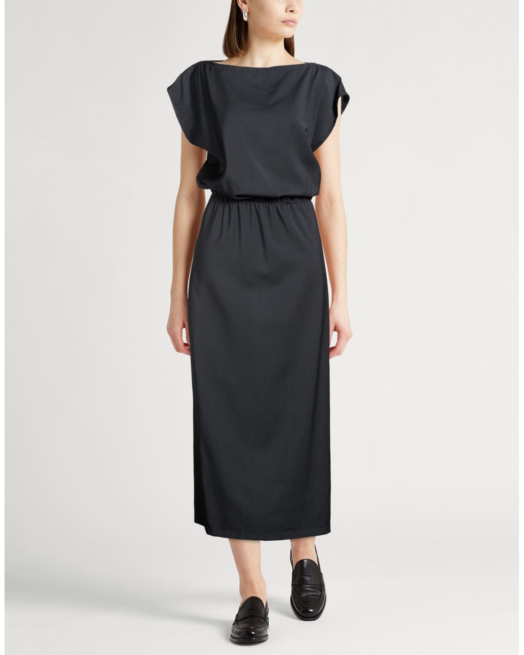 Barena Black Maxi Dress Virgin Wool