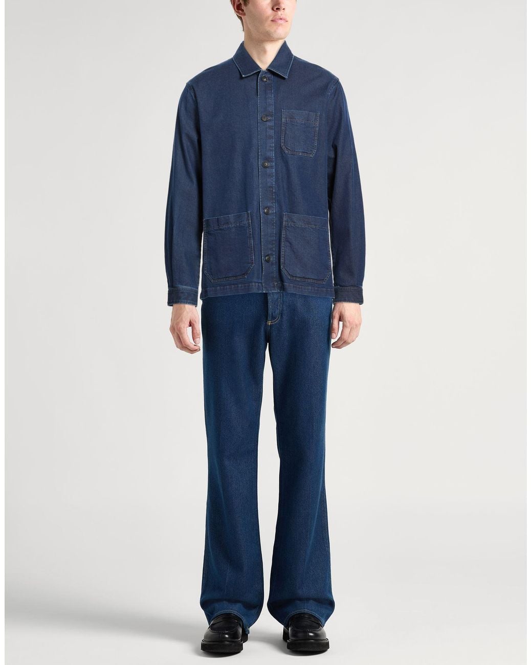Fedeli Blue Denim Shirt Cotton, Modal, Elastane for men