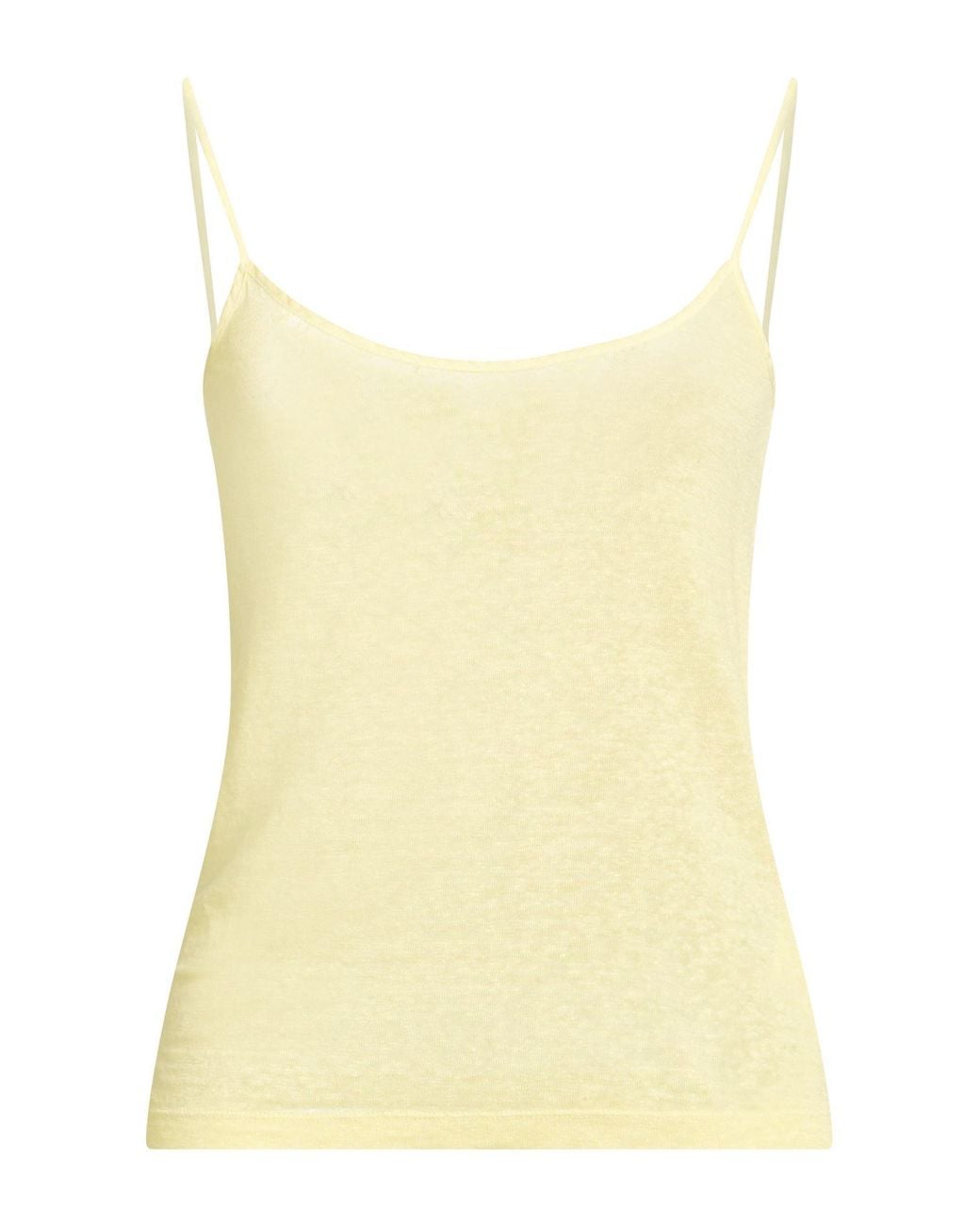 120% Lino Yellow Tank Top Linen, Elastane