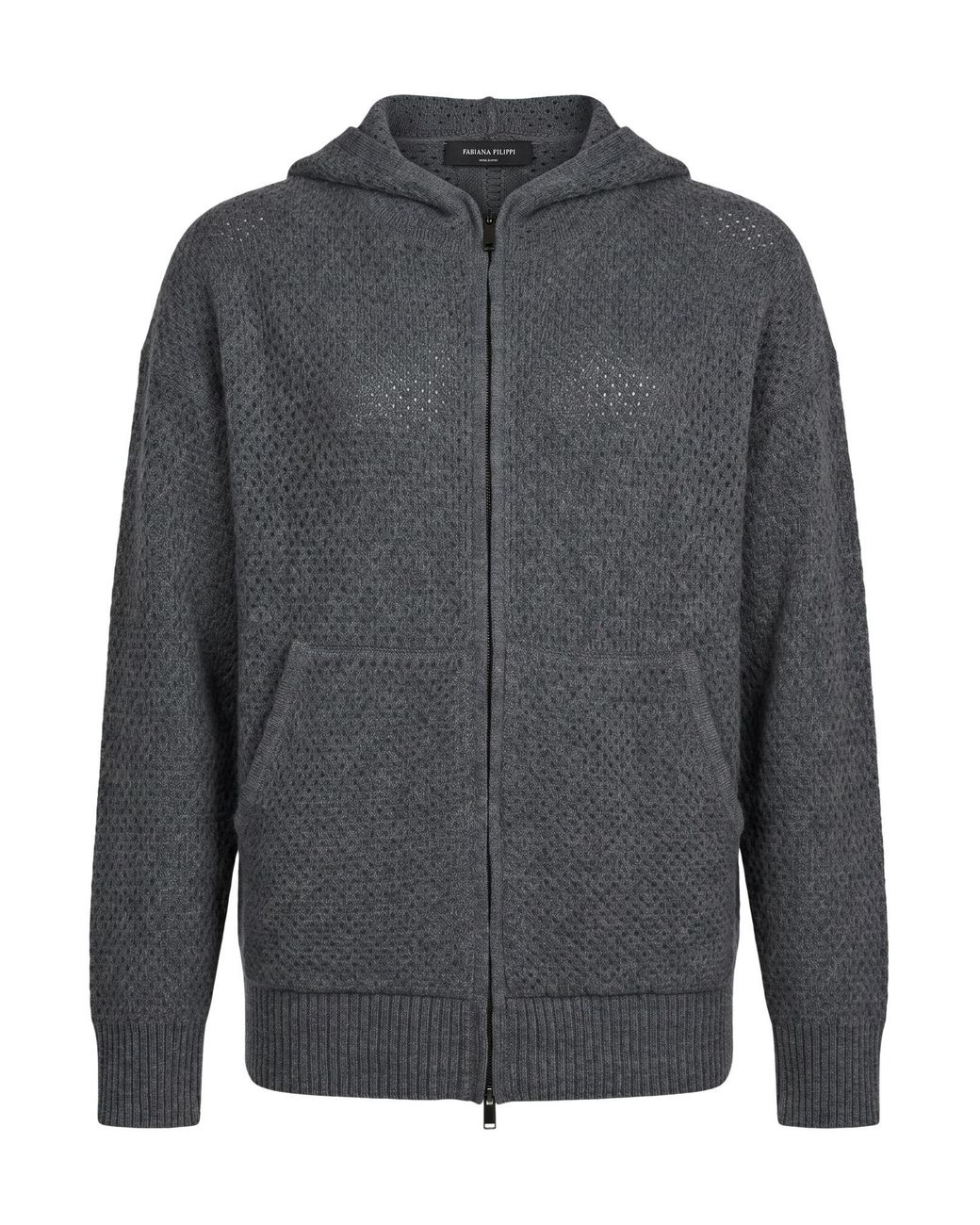 Fabiana Filippi Gray Charcoal Cardigan Virgin Wool, Silk, Cashmere