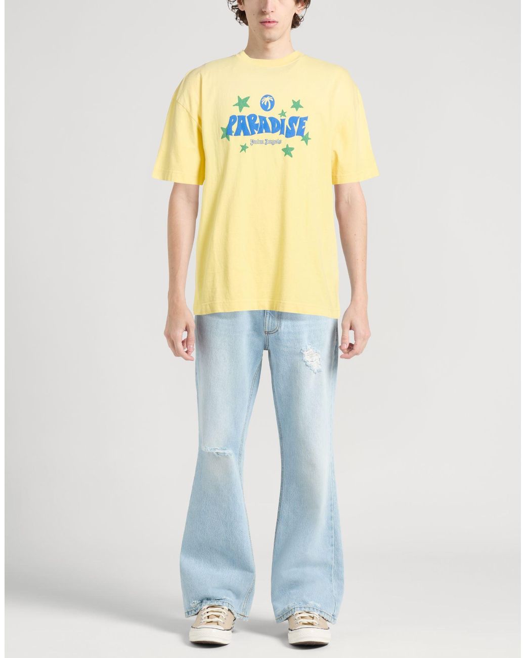 Palm Angels Yellow T-Shirt Cotton for men