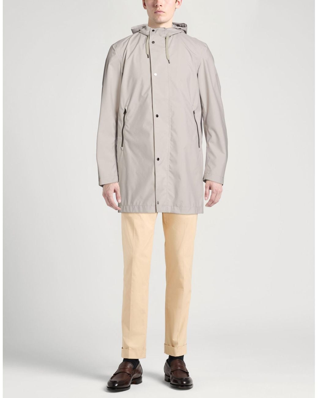 Herno Gray Overcoat & Trench Coat Polyester for men