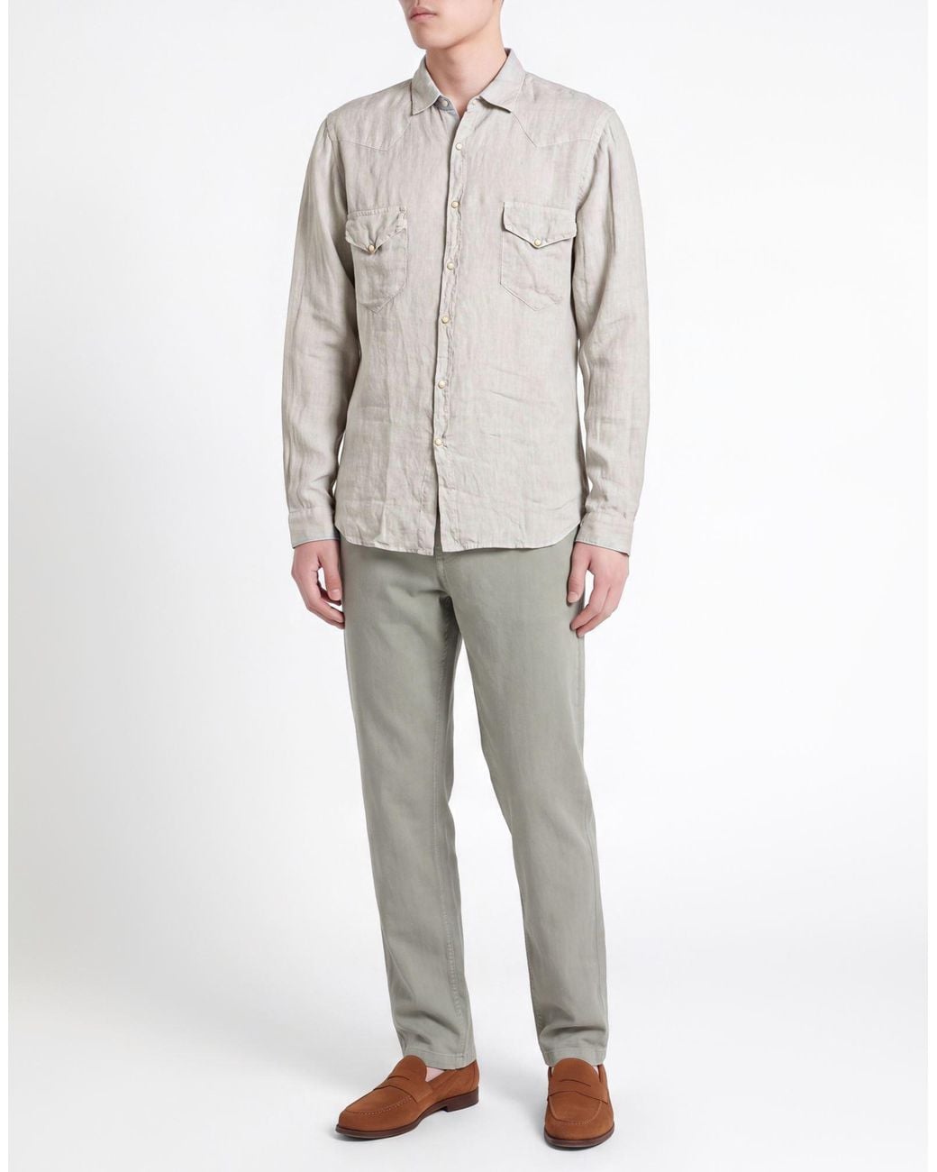 Costumein White Light Shirt Linen for men