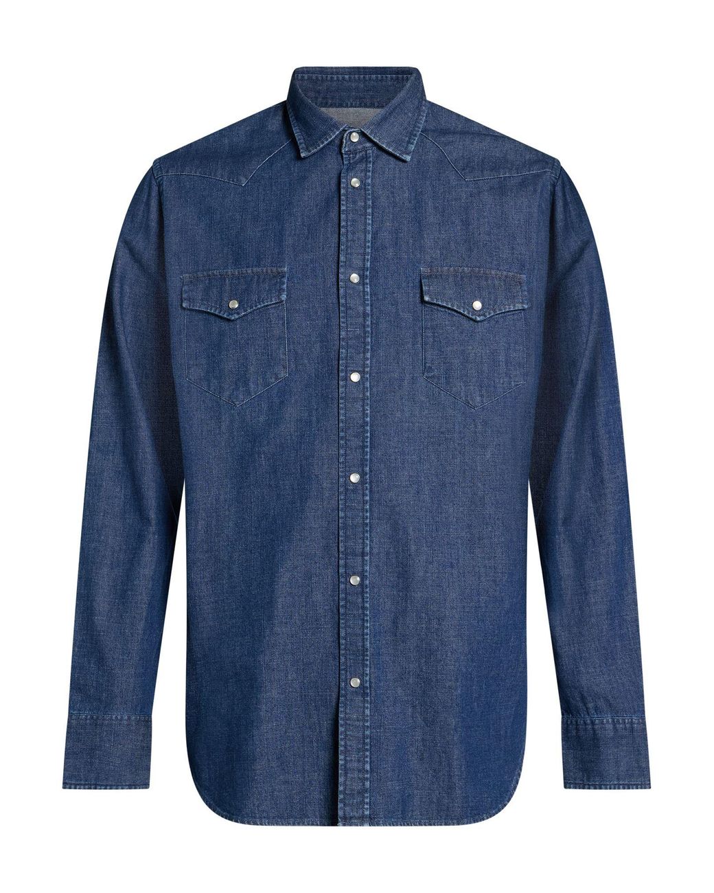 Ghirardelli Blue Washed Denim Shirt Cotton for men