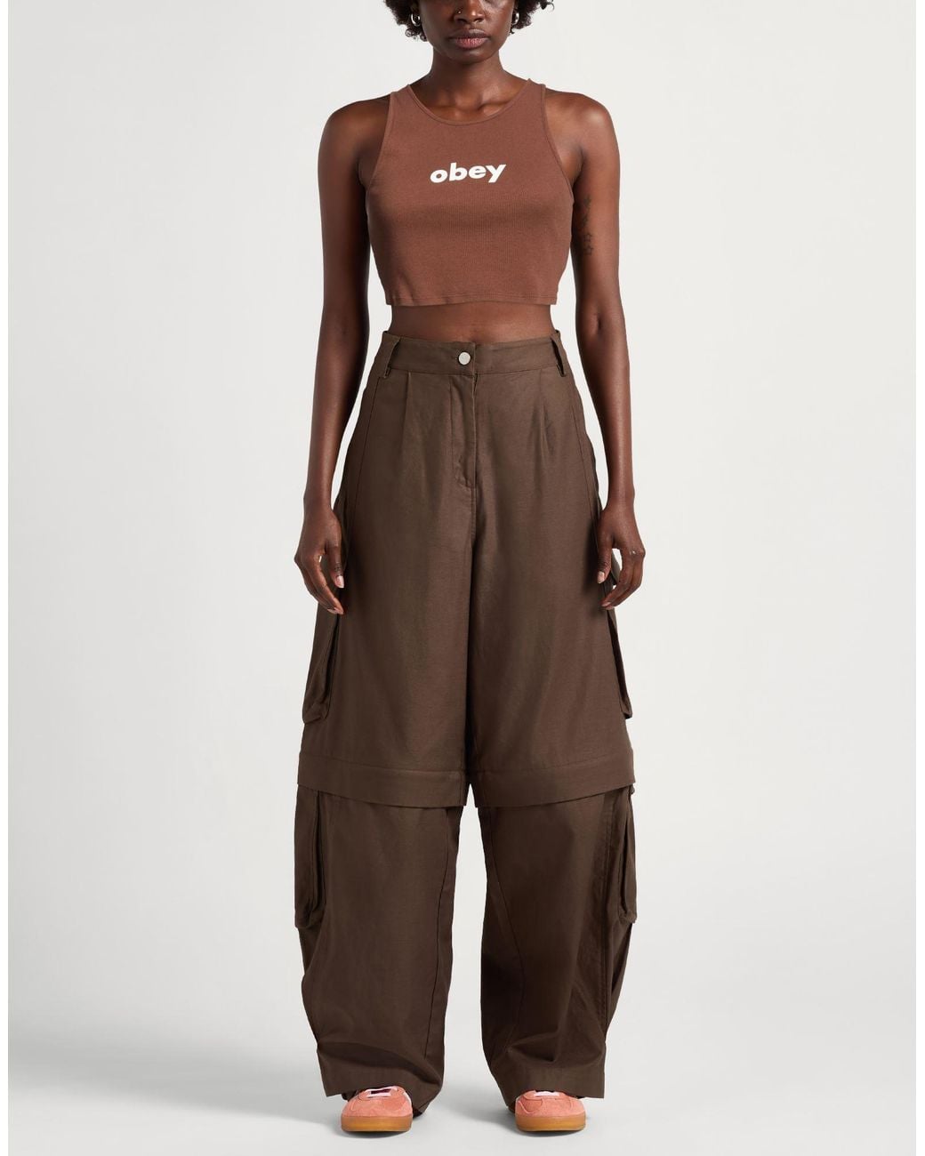 Obey Brown Top Cotton