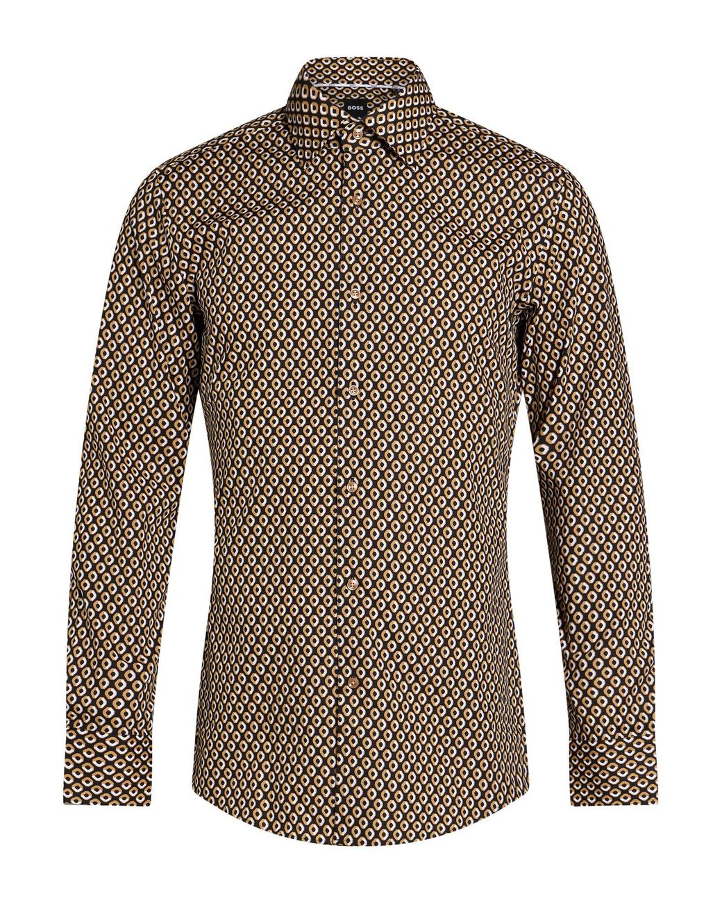 Boss Brown Shirt Cotton, Elastane for men
