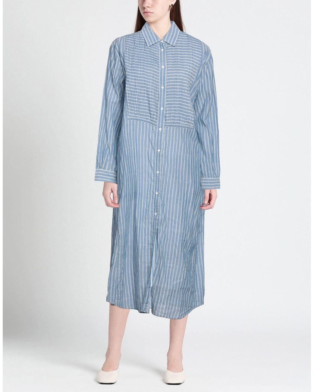 Aspesi Blue Midi Dress Cotton