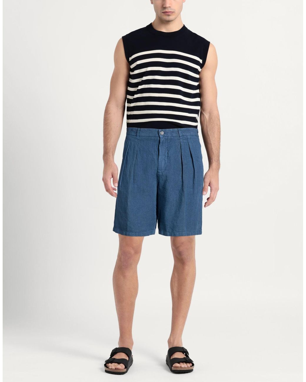 120% Lino Blue Shorts & Bermuda Shorts Linen for men