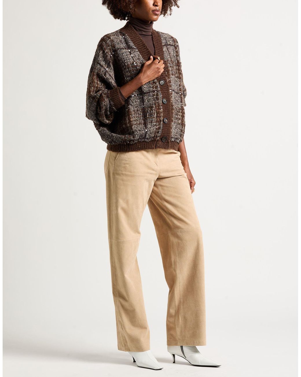 Brunello Cucinelli Brown Cardigan Mohair Wool, Alpaca Wool, Wool, Polyamide