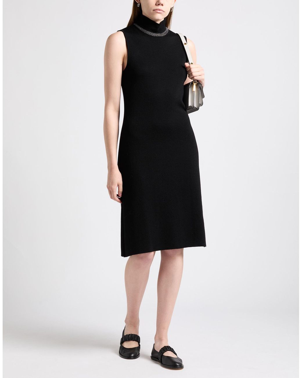 Purotatto Black Midi Dress Merino Wool