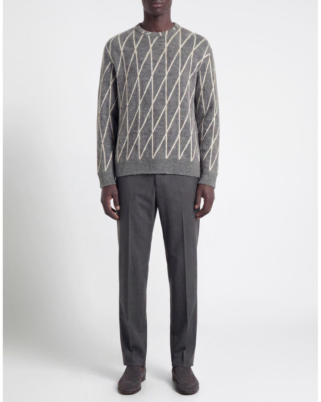 Giorgio Armani Gray Sweater Cashmere, Synthetic Fibers, Silk, Alpaca Wool, Wool for men