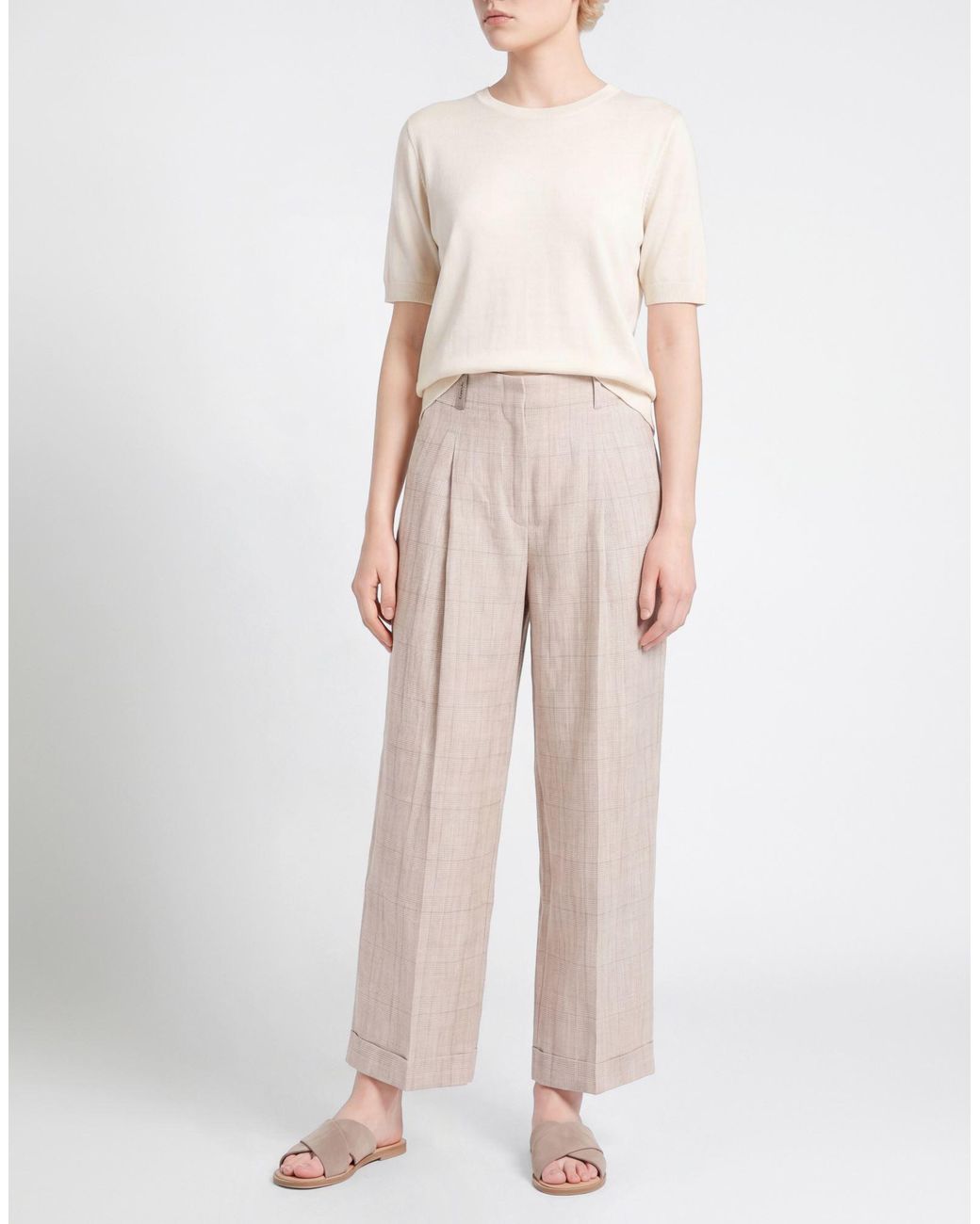 Peserico White Pants Linen