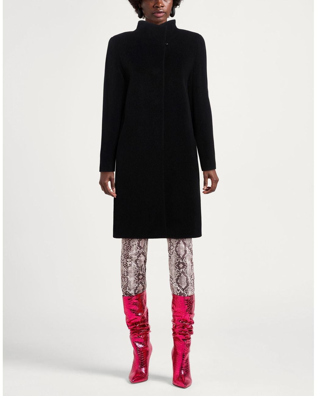 Cinzia Rocca Black Coat Wool, Polyamide, Cashmere