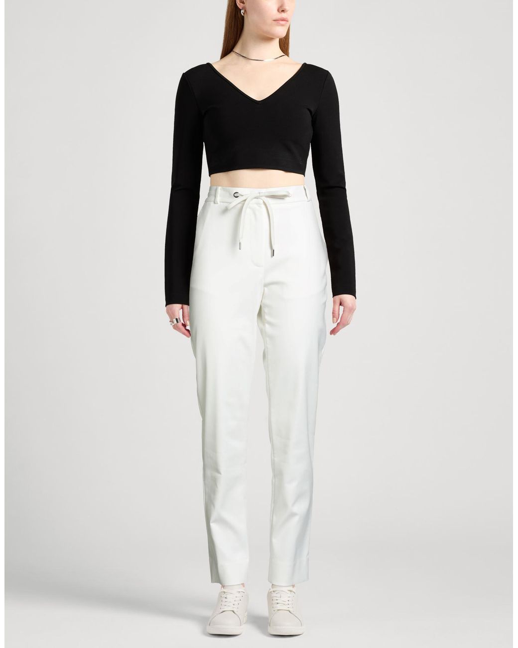 Eleventy White Pants Cotton, Polyamide, Elastane