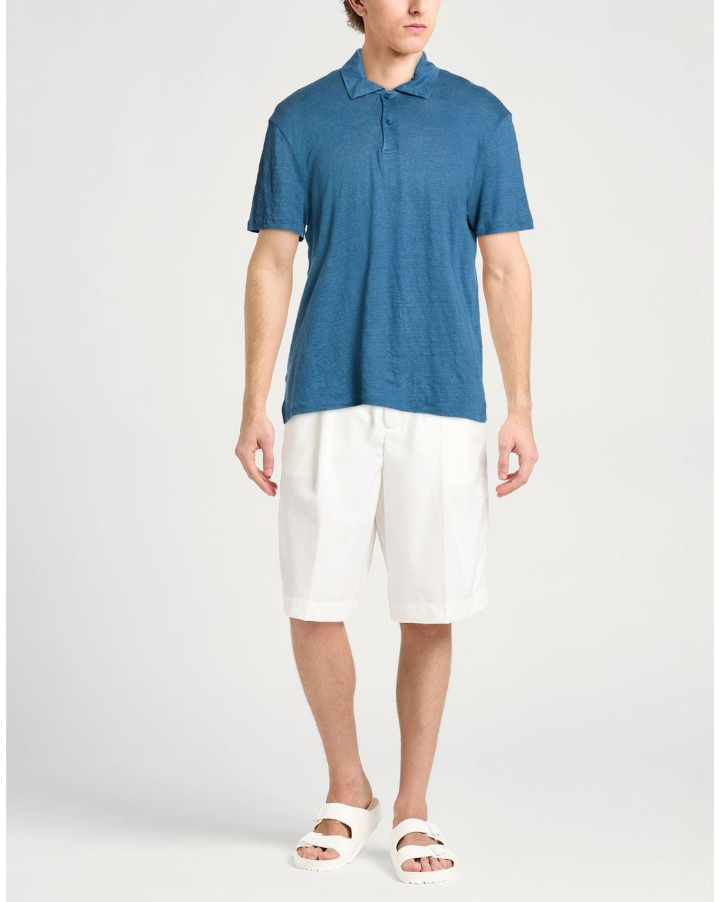 Sandro Blue Slate Polo Shirt Linen for men