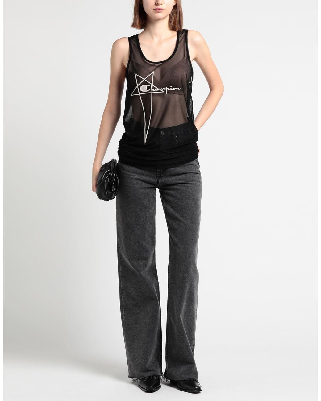 Rick Owens X Champion Gray Mini Dress Polyamide, Elastane