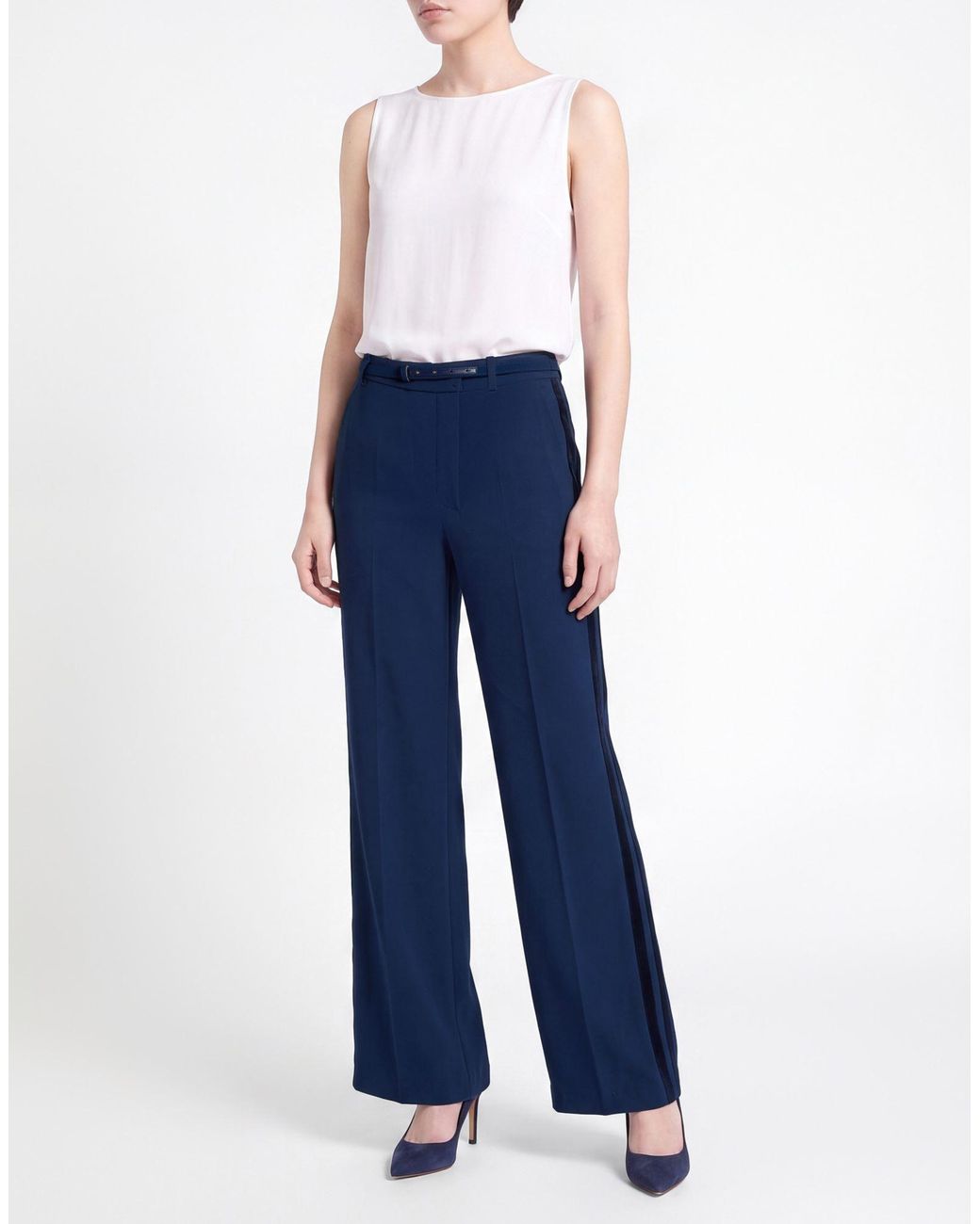Elisabetta Franchi Blue Pants Polyester, Elastane