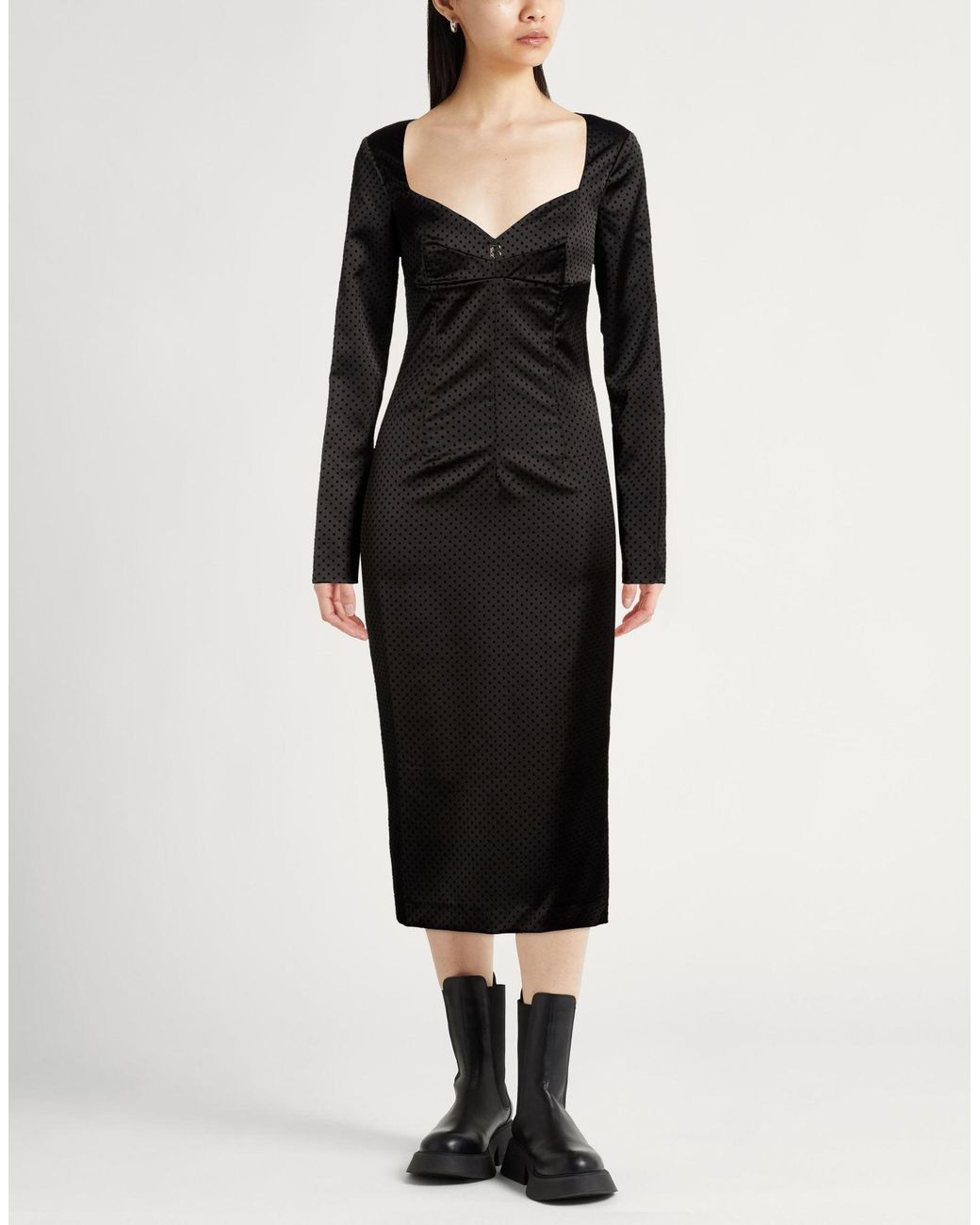 Blugirl Blumarine Black Midi Dress Polyester, Elastane