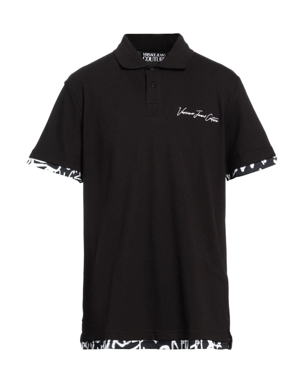 Versace Jeans Couture Black Polo Shirt Cotton, Elastane for men