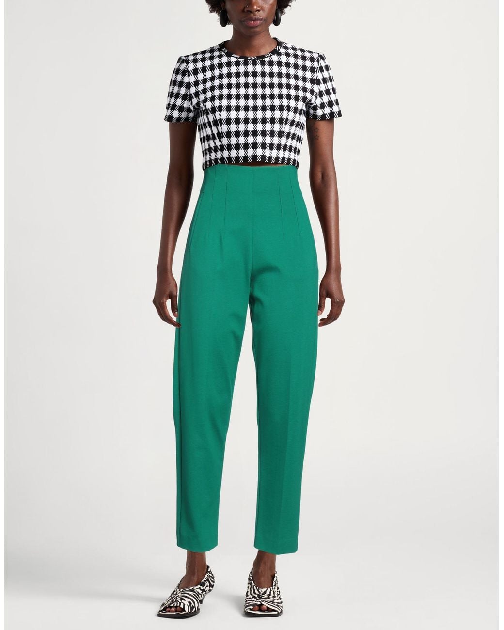 MEIMEIJ Green Emerald Pants Viscose, Polyamide, Elastane, Acetate