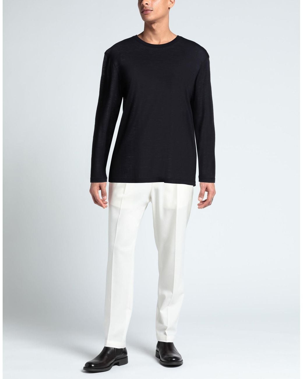 FILIPPO DE LAURENTIIS Black Midnight T-Shirt Merino Wool for men