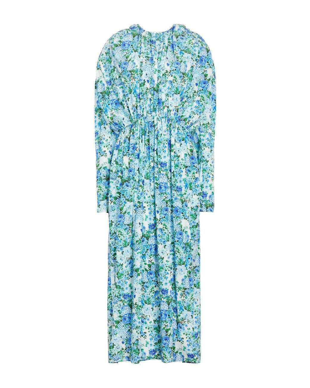 Magda Butrym Blue Maxi Dress Silk, Elastane