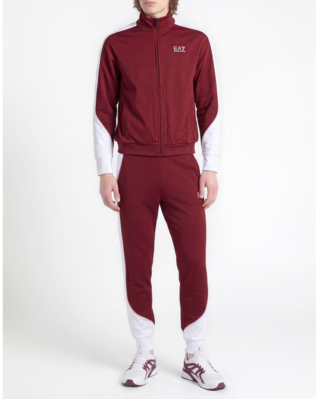 EA7 Red Burgundy Tracksuit Polyester, Elastane for men