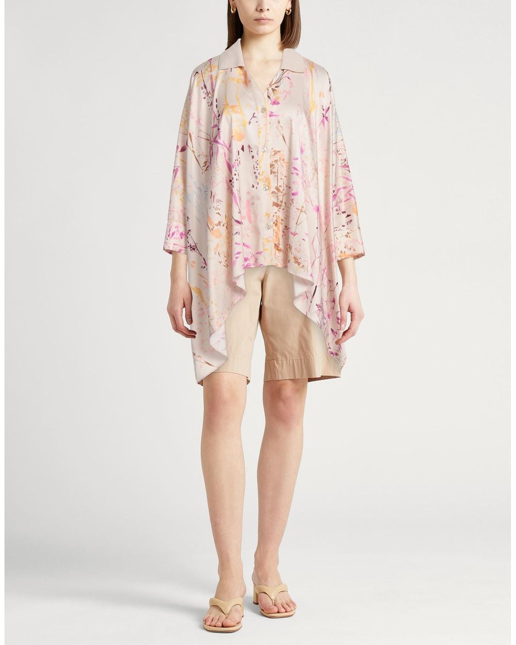 Agnona Pink Cream Shirt Silk, Elastane