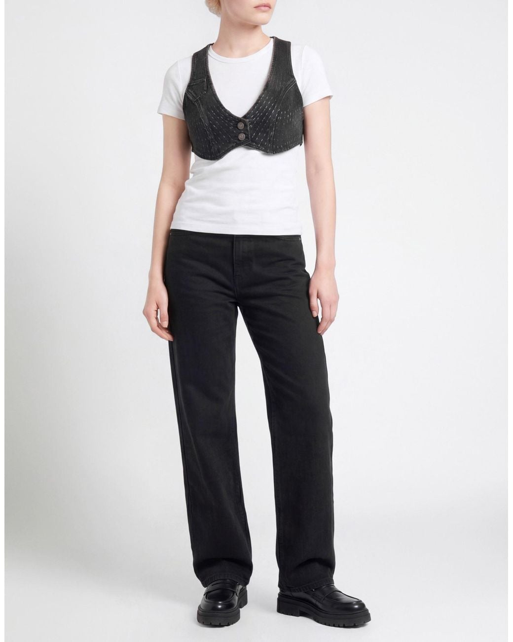 Guess Black Top Cotton, Elastane, Polyester