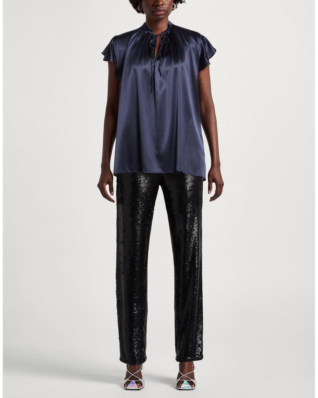 Eleventy Blue Top Silk, Elastane