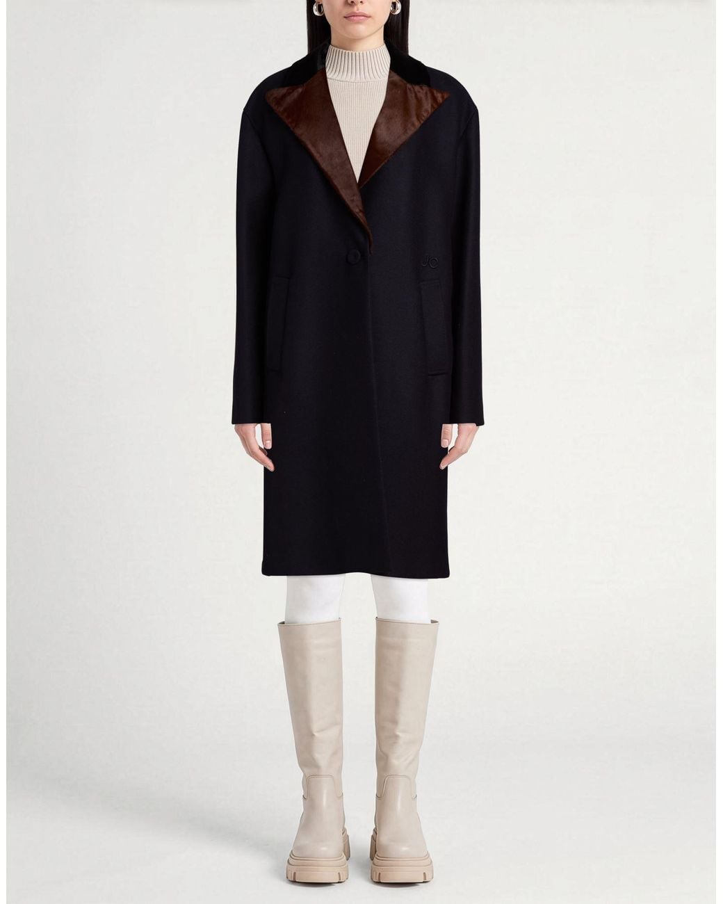 Jacob Cohen Blue Midnight Coat Wool, Polyamide, Cashmere, Calfskin