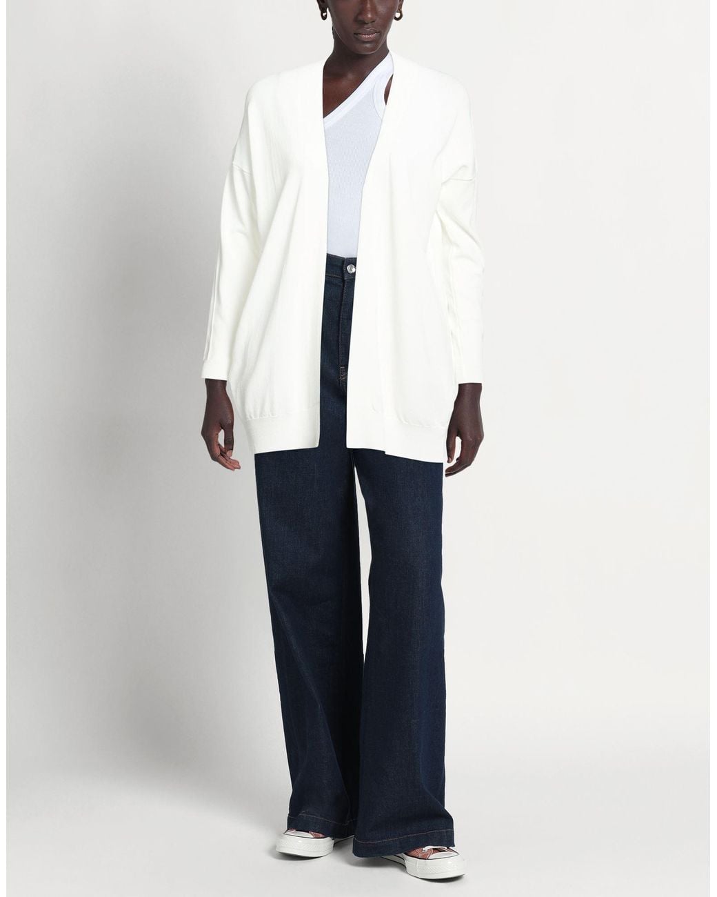 SOLOTRE White Cardigan Viscose, Polyamide