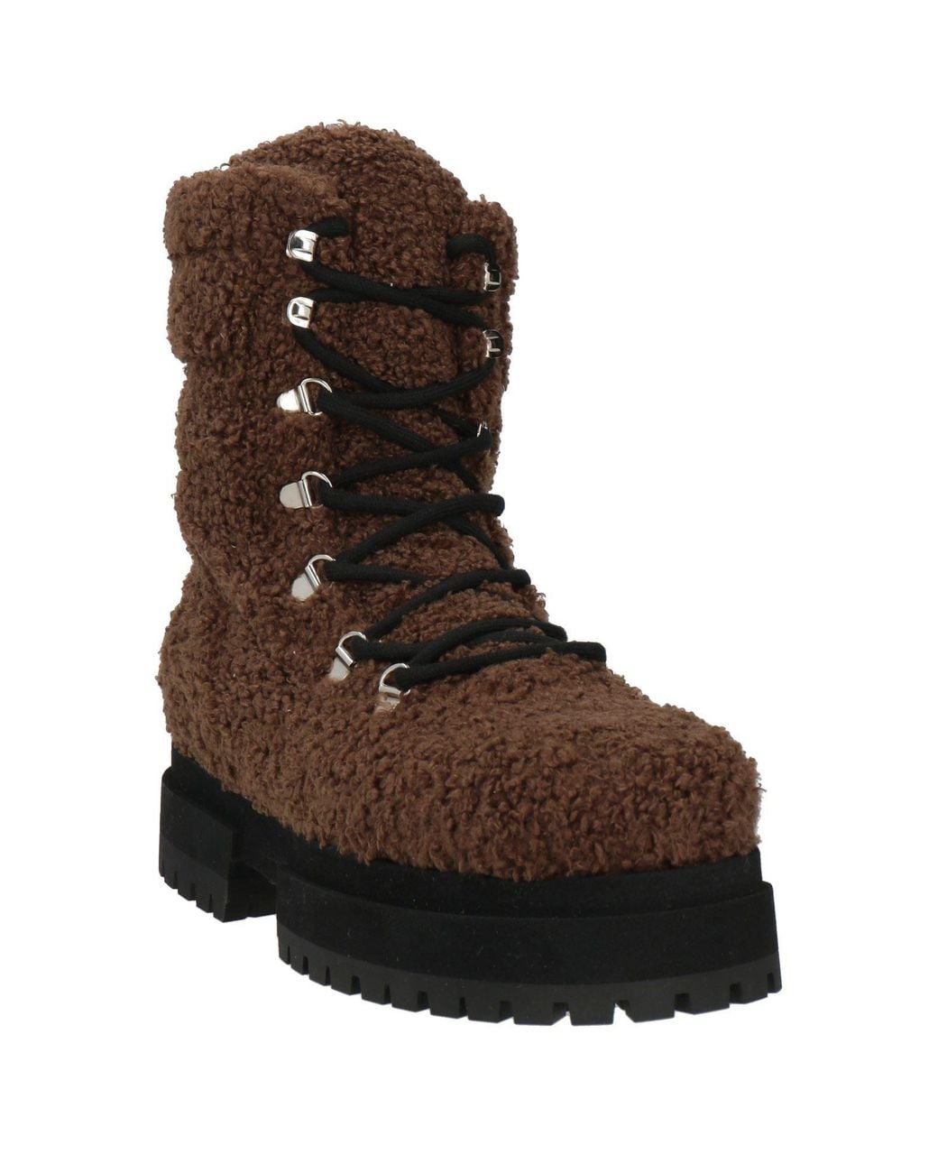 MARIA LUCA Brown Ankle Boots Leather, Textile Fibers