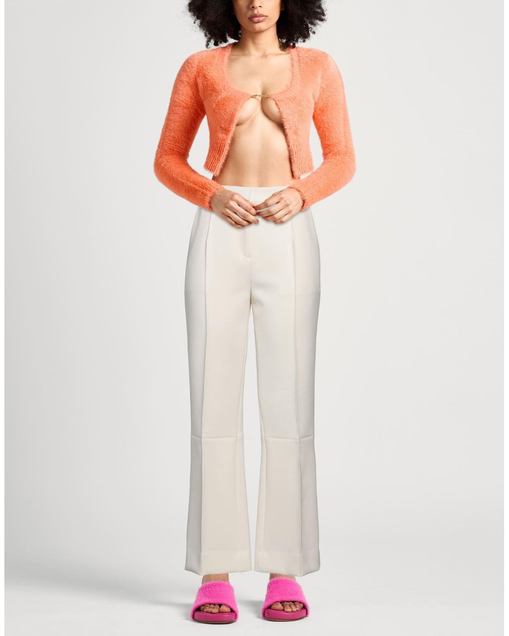 Victoria Beckham White Pants Polyester, Virgin Wool, Polyamide, Elastane
