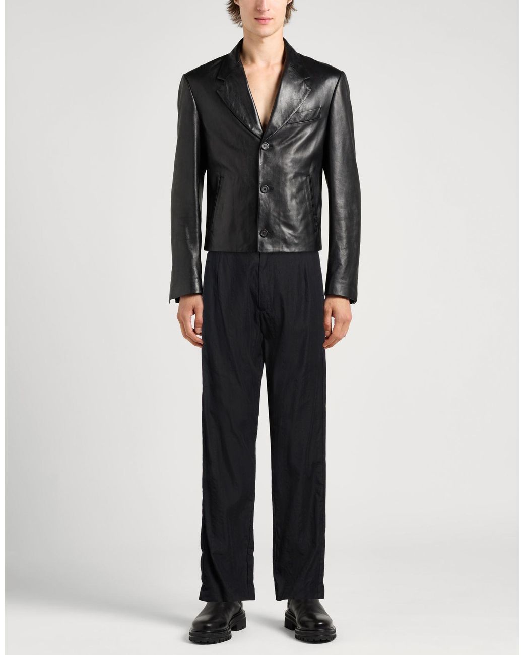 Masnada Black Pants Cotton, Linen, Paper for men